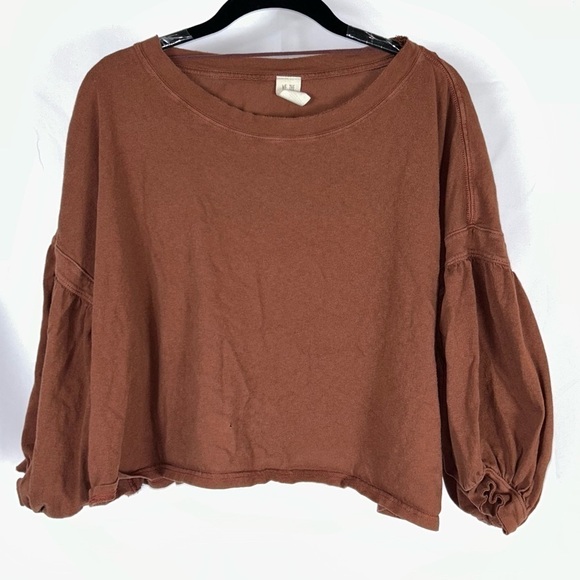 Free People We the Free Blouse Sugar Rush Dolman Sleeve Balloon Cropped Shirt - Picture 6 of 12